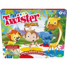  hasbro oyuncak twister junior oyunu, hayvan macerası 2 taraflı mat, 2 oyun 1 arada