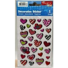 Tanex Stickers Eu Puffy Damla Etiket Kalp Serisi 5 Li Tnx-25009 (5*5 Li Paket)