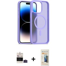 İlk El Grup Ieg™ iPhone 14 Pro Max Kılıf Siluet Minimal Prime - Siyah 6d Mat Seramik Hayalet Nano Ekran Koruyucu + Derin Mor Bilvis Titan Kamera Lens