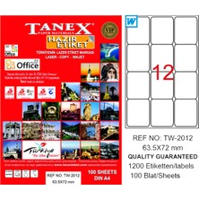 Tanex Tw-2012 Lazer Etiket 63X72 Mm Tw2012Las10100