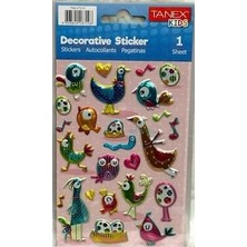  tanex puffy şapşik kuşlar serisi stickers tnx-27213