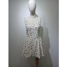 Gizelia Mini Gül Desenli Vintage Stil Elbise