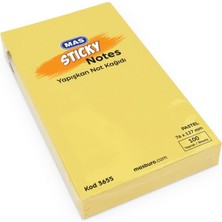  mas yapışkanlı not kağıdı 100 sayfa 76x127mm pastel sarı 3655 (12 koçan)