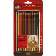  koh-ı noor polycolor sanatsal kuru boya kalemi metal kutu kahverengi tonlar of artist´s coloured pencils brown lin 3822-012014bl
