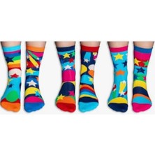 Heritage Nature Hn Socks Renkli Yıldız ve Gökkuşağı Desenli Unisex Çorap – Pamuklu Eğlenceli Günlük Çorap