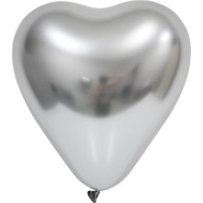 Bafix Balon 12" Krom Kalp Silver (50 Li Paket)