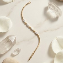 Valmont Accessories Xuping 14K Kaplama 17+2 cm Ayarlanabilir Yıldız Detaylı Taşlı Kadın Çelik Bileklik