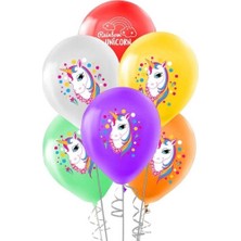 Bafix Balon 4+1 Rainbow Unıcorn Baskılı 12 Inç (8 Li Paket) BMB1112TUN7962