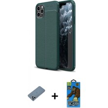 İlk El Grup Ieg™ iPhone 11 Pro Max Doruk Klasik Özel Seri - Siyah 18D Cam Ekran Koruyucu + Sierra Blue Shine Kamera Lens Koruma Cam