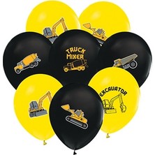 Bafix Balon 12" 4+1 İnşaat Baskılı (8 Li Paket)