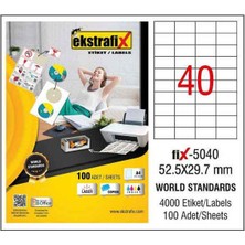 Ekstrafix Laser Etiket 100 Yaprak 52,5X29,7Mm Laser-Copy-İnkjet Fix-5040