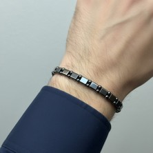 Valmont Accessories Hematit Taşlı Ayarlanabilir Boncuk Detaylı Modern Tasarım Antrasit Erkek Bileklik