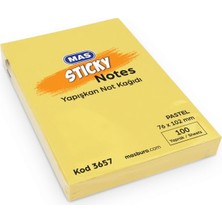  mas yapışkanlı not kağıdı 100 sayfa 76x102mm pastel sarı 3657 (12 koçan)