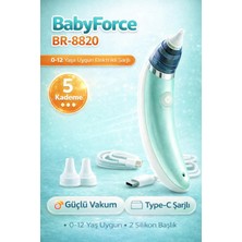 Babyforce BR-8820 Şarjlı Elektrikli Bebek Burun Aspiratörü 0-12 Yaş 5 Kademe Güçlü Vakum Nazal Temizleyici