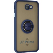 Colezium Galaxy J7 Prime Kılıf Montreal Yüzüklü  Kapak - Lacivert