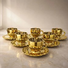 rova tr Narin Serisi Cam Titanyum Kaplama Kahve fincanı Seti 6 Kişilik - Lüks Çeyizlik Şık 12 Parçalık Set