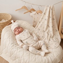 Asyaden Baby Kız Bebek Erkek Bebek Balon Desenli Pamuklu Çıtçıtlı 0-3 Ay 7li Zıbın Set Yenidoğan Hastane Çıkışı