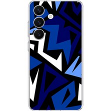 TechTree Samsung Galaxy S26 Uyumlu Modern Mavi Geometrik Mozaik Baskılı Silikon Kılıf