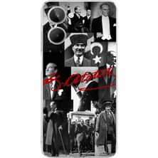 TechTree Realme 10 4g Uyumlu Kırmızı Mustafa Kemal Atatürk Imza Baskılı Silikon Kılıf