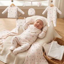 Minik Baby Wear Unisex Kız Bebek Erkek Bebek Kutulu Kelebek Desenli Yenidoğan Organik Hastane Çıkışı 10'lu Set
