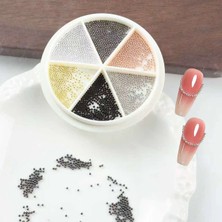 Aba Nails 6 Renk Tırnak Süsleme Parlak Metal Havyar Taşları Nail Art Boncukları WN-522
