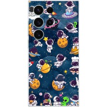 TechTree Samsung Galaxy S26 Ultra Uyumlu Minik Astronotlar Uzayda Baskılı Silikon Kılıf
