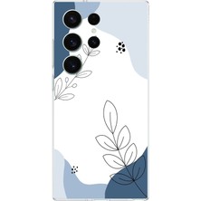TechTree Samsung Galaxy S26 Ultra Uyumlu Mavi Huzur Şekiller ve Botanik Çizgiler Baskılı Silikon Kılıf