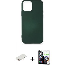 İlk El Grup Ieg™ iPhone 12 Mini Kozmos Yansıma Özel Seri - Şeffaf Temperli Cam Ekran Koruyucu + Yeşil Renkli Kamera Lens Koruma Cam