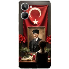 TechTree Realme 10 4g Uyumlu Atatürk Türk Bayrağı Tablo Baskılı Silikon Kılıf
