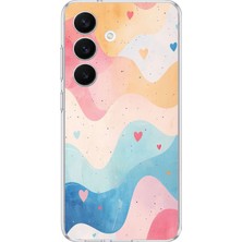TechTree Samsung Galaxy S26 Uyumlu Pastel Renkli Dalgalı ve Kalp Baskılı Silikon Kılıf