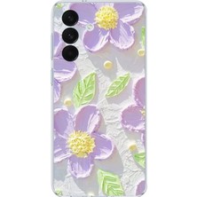 TechTree Samsung Galaxy S26+ Plus Uyumlu Mor Papatyalar Sulu Boya Baskılı Silikon Kılıf