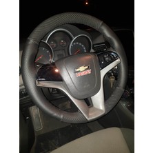 Hasbay Dikişli Direksiyon Kılıfı Noktalı / Karbon Deri Siyah Dikişli Chevrolet Cruze Için