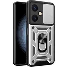 Vivo Y27 Kılıf Pars Lens Yüzüklü - Gümüş