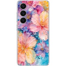 TechTree Samsung Galaxy S26 Uyumlu Renkli Çiçekler Sulu Boya Baskılı Silikon Kılıf