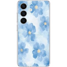 TechTree Samsung Galaxy S26 Uyumlu Mavi Çiçekler Baskılı Silikon Kılıf