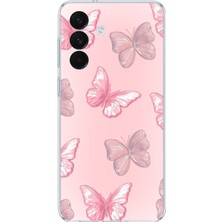 TechTree Samsung Galaxy S26+ Plus Uyumlu Pembe Kelebekler Baskılı Silikon Kılıf