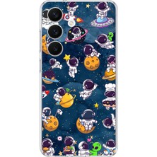 TechTree Samsung Galaxy S26 Uyumlu Minik Astronotlar Uzayda Baskılı Silikon Kılıf