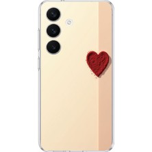 TechTree Samsung Galaxy S26 Uyumlu Krem Zeminli Kırmızı Kalp Baskılı Silikon Kılıf