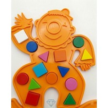 Arcanium Eğitici Geometrik Şekiller  - Renkli Şekil Eşleştirme  - Zeka Geliştirici Çocuk Puzzle -TURUNCU
