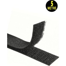 Usin 5 Metre 2 cm Siyah Çift Taraflı Cırt Cırt Bant Çift Taraflı Amerikan Fermuarı (Yapışkansız)