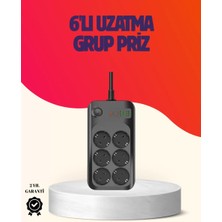 OEMTR USB Type-C Destekli Termal Korumalı 6 Lı Uzatma Priz 10A 2m