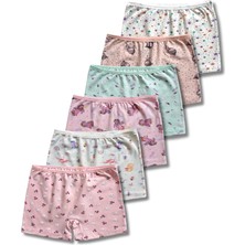 Panfilia %95 Pamuklu Likralı Penye Kız Çocuk Boxer Külot Iç Çamaşır 6lı Set