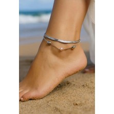 Gümüş Renk Italyan Kesme Silindir Inci Çelik Halhal