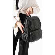 Baginn Y.s.deri Kadın Sırt Çantası Günlük Kullanıma Uygun Çok Cepli Yıkama Suni Deri 30*25 cm Vegan Çanta