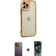 İlk El Grup Ieg™ iPhone 12 Pro Çekirdek Klasik Serisi - Siyah 360 Mat Full Body Arka Koruyucu + Sarı Neon Fosforlu Kamera Lens