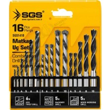 Sgs Karışık Matkap Ucu Seti - Hss Metal-Elmas Beton-Ahşap - 16 Parça