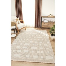 Simerev Halı Krem Bej Yumuşak Bukleli Dokuma Halı Bukle Kilim Salon Mutfak Koridor Yolluk Oturma Odası Halısı
