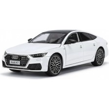 Belirtilmemiş Audi A7 Sesli Çek Bırak Işıklı Metal 1:24 Diecast Model Araba Beyaz Renk