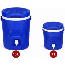 Toros Musluklu Su Termosu 2'li Üründür 15 Litre & 3 Litre Buzluk Termos Soğuk Içecek Dispenser Kamp Piknik Termos