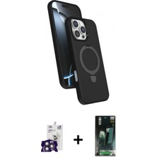 İlk El Grup Ieg™ iPhone 16 Pro Max Iz Işık Koleksiyonu - Siyah 360 Mat Full Body Arka Koruyucu + Titanyum Gri Bilvis Titan Kamera Lens